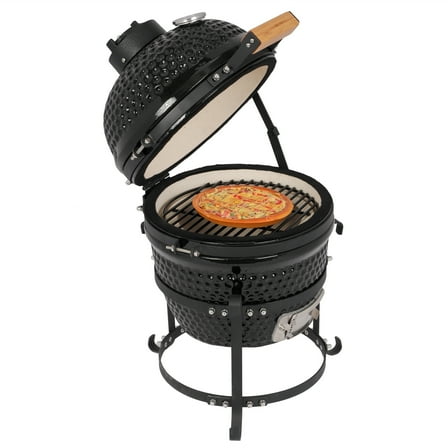 13in Round Ceramic Charcoal Grill Black