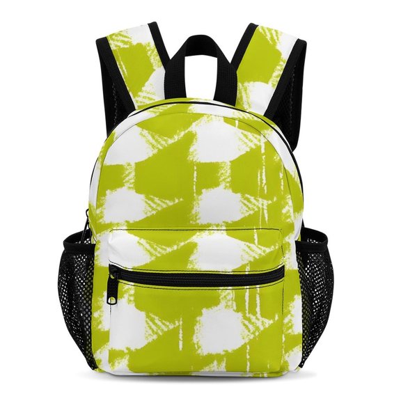 13in Schoolbag Large Capacity Storage Space Zipper Design Side Pocket For Travel Spring Outing Chartreuse Retro Houndstooth Hand-drawn Sketch_1