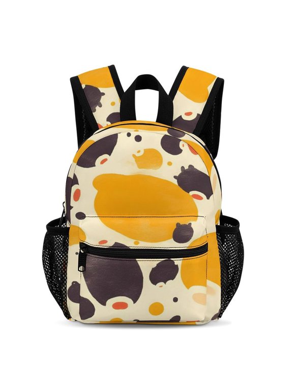 13in Schoolbag Large Capacity Storage Space Zipper Design Side Pocket For Travel Spring Outing Milk Cow Print Style Sienna_3