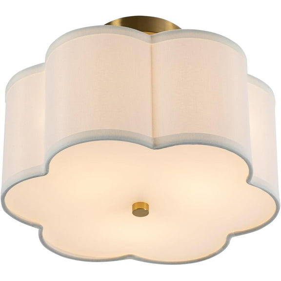 13in Small Flush Mount Ceiling Light,Modern Drum Ceiling Light Fixture with Petal Fabric Shade, 3-Light Ceiling Lighting Retro Night Fixture,for Bedroom Corridor Hallway Entryway Passway