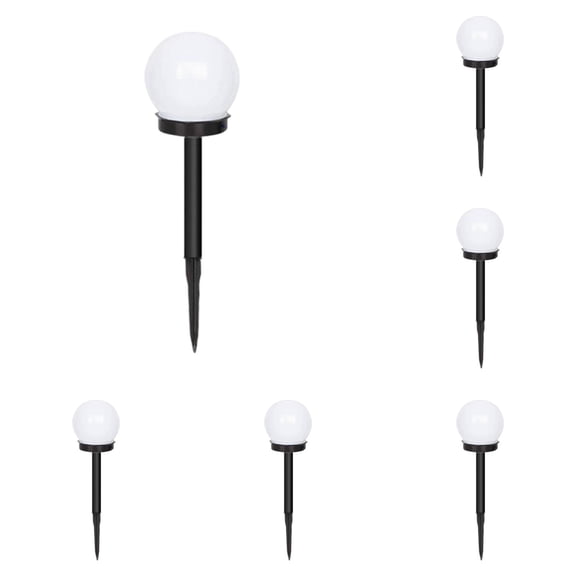 13in Solar Powered Round LED Classic Halo Column LED Path Light and Landscape Light, For Garden Decorative Auto On Off (6 Count)