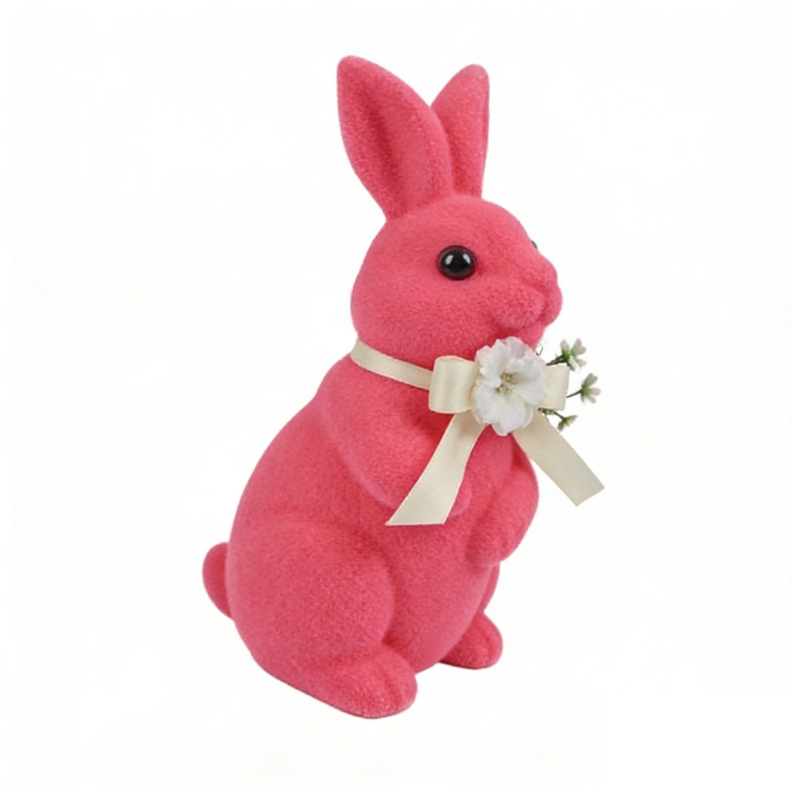 13inch Flocked Bunnies Decorations Artificial Moss Bunny Figurine ...