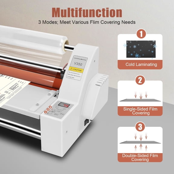 13inch Hot Cold Roll Laminator Laminating Machine+Single&Doubel Sides Laminating for Cross-patterned Films