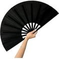thumbnail image 1 of 13inch Large Rave Fan Popping Fan Clacking Fans for Line Dancing,Hand Fans for Women Foldable,Boots on The Ground Fan,Portable for Outdoor,Wedding,Party,Decoration(Black,1 Pack), 1 of 10