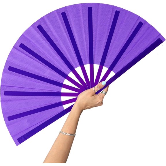 13inch Large Rave Fan Popping Fan Clacking Fans for Line Dancing,Hand Fans for Women Foldable,Boots on The Ground Fan,Portable for Outdoor,Wedding,Party,Decoration(Purple,1 Pack)