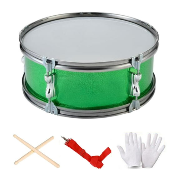 13inch Snare Drum with Shoulder Strap, Percussion Instrument Musical Instruments Music Drums for Boys Green Monophonic
