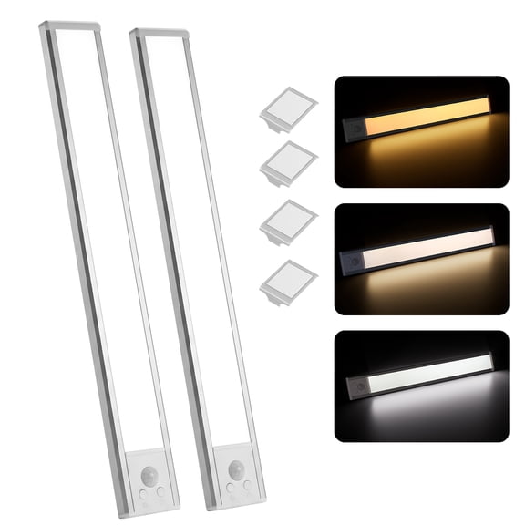 Behome 2 Pack 11.8 Under Cabinet Lighting, Rechargeable Motion Sensor Light Indoor with 3 Colors and Dimmable Brightness & 3 Modes, Wireless Closet Light Under Counter Lightfor Kitchen, Shelf