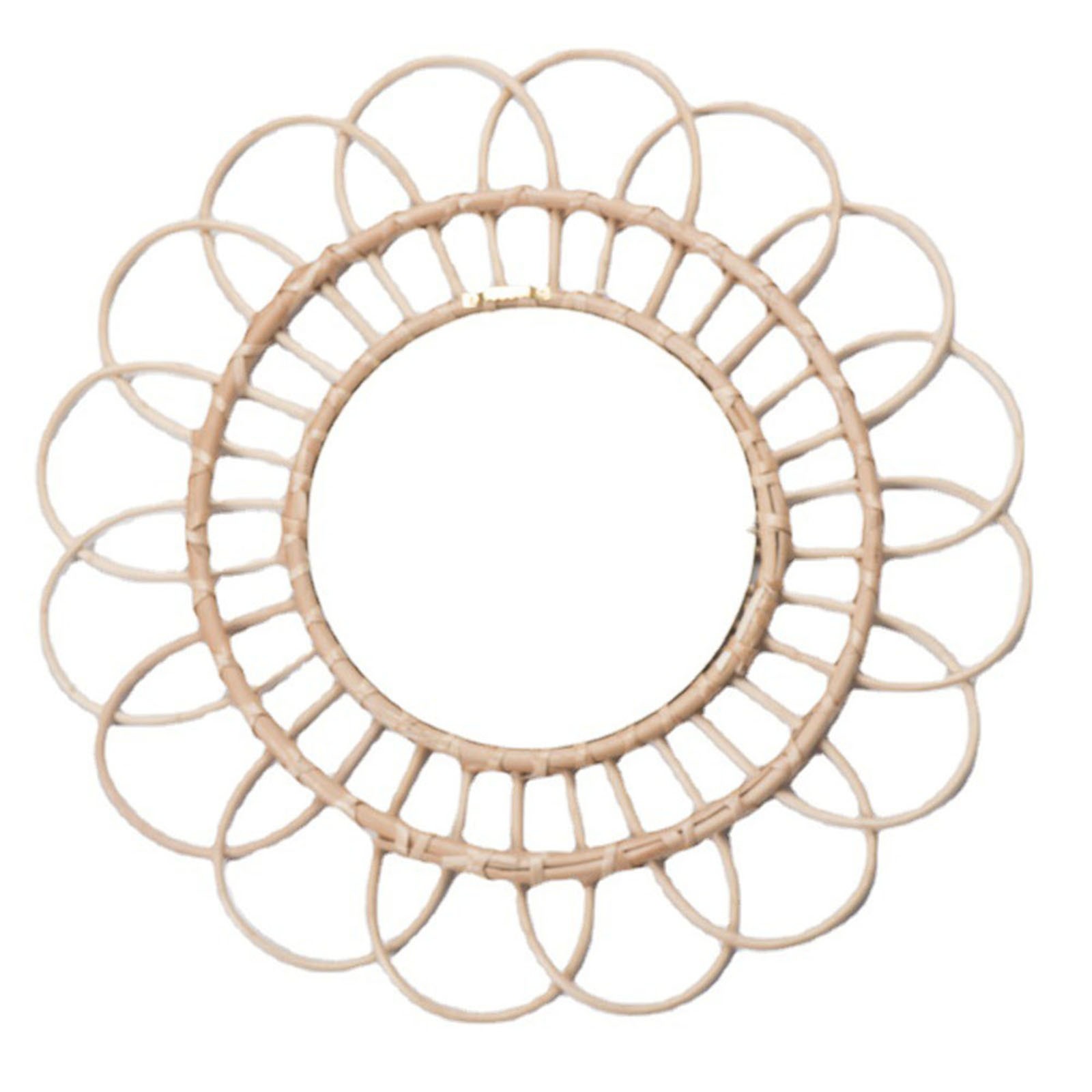 13inches Round Hanging Wall Mirror,Decorative Rattan Circle Wall