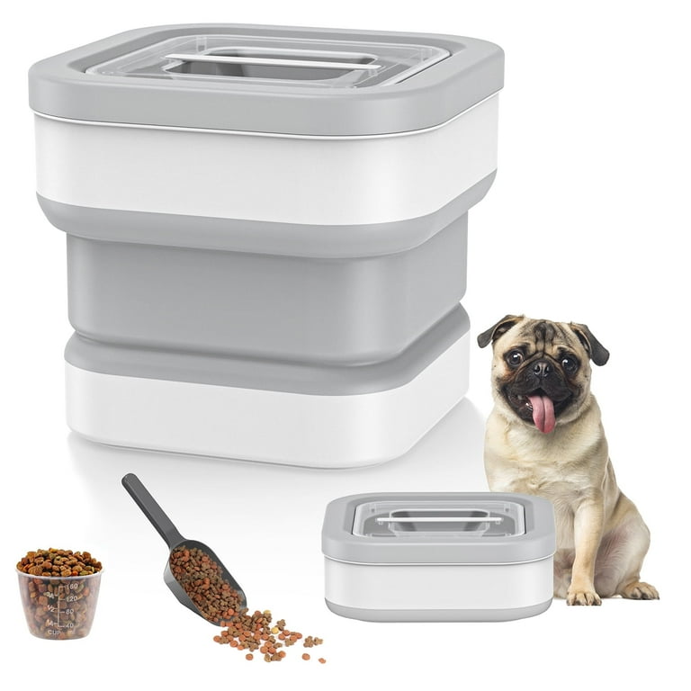 13lbs Dog Food Container Collapsible Pet Food Storage Container with Magnetic Lid Cat Food Containers with Scoop Measuring Cup Dry Food Storage