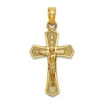 thumbnail image 1 of 13mm 14k Gold Crucifix Beveled Edges Pendant Necklace for Women, 1 of 2