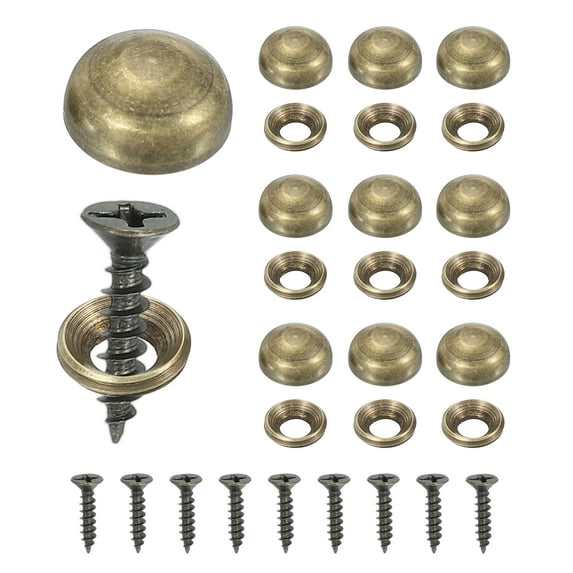 Uxcell Brass Decorative Screws with Caps - Self Tapping Decorative Cover for Furniture and Wall Hangings Bronze 13mm