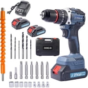 13mm Cordless Drill 2 Variable Speed,with 1 Charger and 2 Batteries,Electric Power Drill Set 24 Driver Bits,Durable and Portable,21V 2000mAh