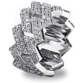 thumbnail image 1 of 13mm Cuban Link Ring Bling Iced Out 2 Row CZ Diamond Hip Hop Engagement Band Ring for Women Men, 1 of 6