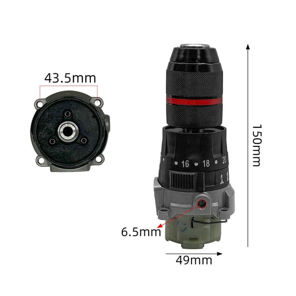 13mm Electric Drill 3-Function Gearbox Assembly for Lithium Drill, 16-Tooth Metal and Plastic Gear Box for 13 MM Tools