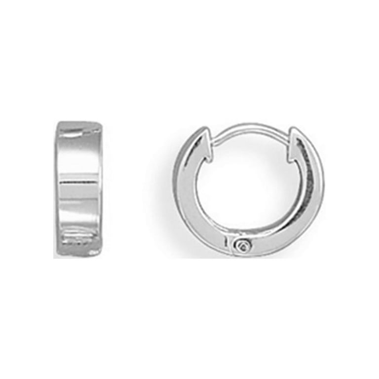 13mm Hinged Huggies Sterling Silver Hoop Earrings Small Square Polished 13mm Hinged Huggies Sterling Silver Hoop Earrings Small Square Polished