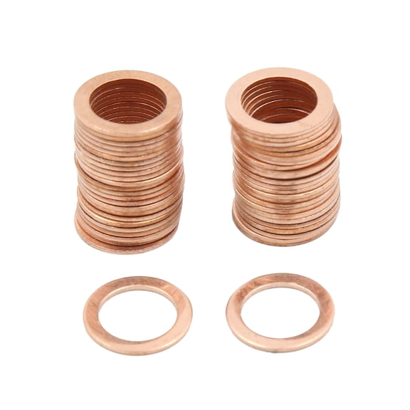 13mm Inner Dia Copper Flat Washers Metric Sealing Gaskets Rings 50pcs