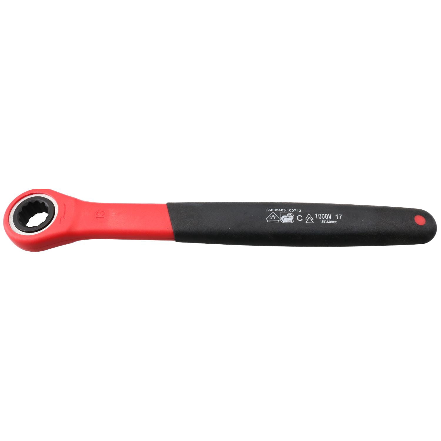 13mm Metric VDE Insulated Ratchet Ring Spanner – For Hybrid/Electric Vehicle Repair, 1000V AC Rated