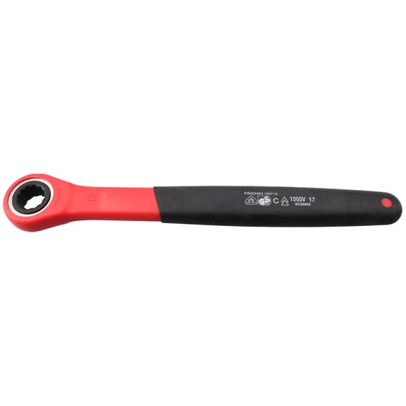 13mm Metric VDE Insulated Ratchet Ring Spanner for Hybrid Electric Vehicles