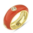 thumbnail image 1 of 13mm Red Coral Enamel Ring Size 7 Donut Band Ring with Clear Zirconia Crystals - 14K Gold Plated Brass Ring - Minimalist Thumb Ring, 1 of 8