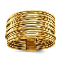 13mm Stainless Steel Polished Yellow Ip Plated Multi wire Ring Size 9 Ring for Women - 5.2 Grams