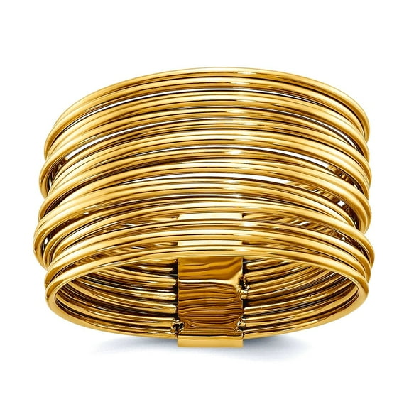 13mm Stainless Steel Polished Yellow Ip Plated Multi wire Ring Size 9 Ring for Women - 5.2 Grams