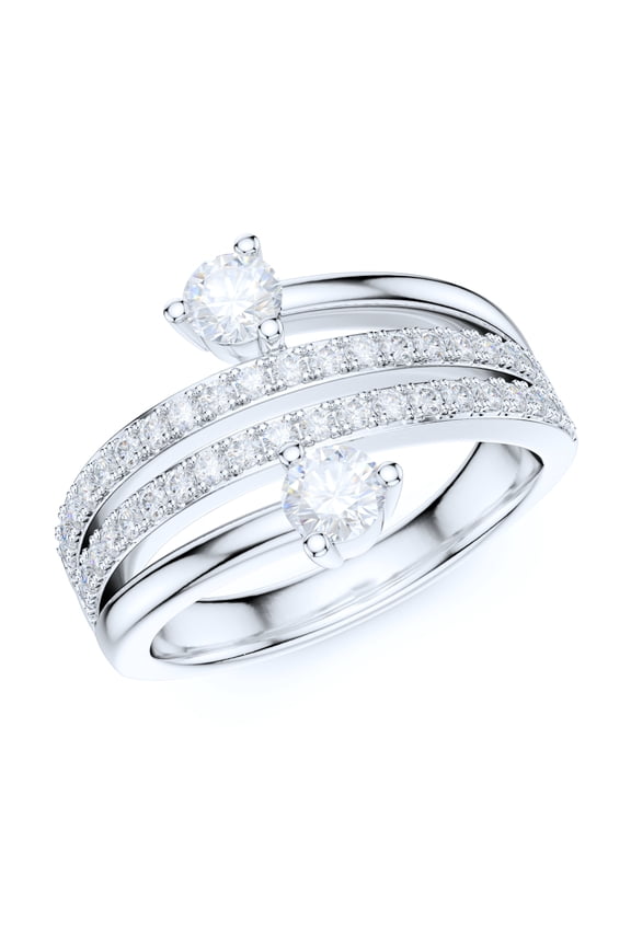 13mm Wide Sterling Silver Split Quadruplex Row Simulated Round Brilliant Cut Diamonds Wedding Ring (7)