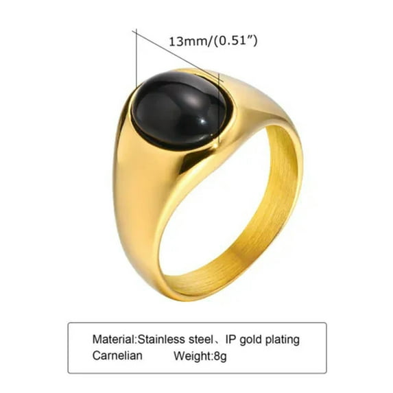 13mm Women's Black Round Cut Zircon Band 316L Stainless Steel Gold Ring Size 6-9