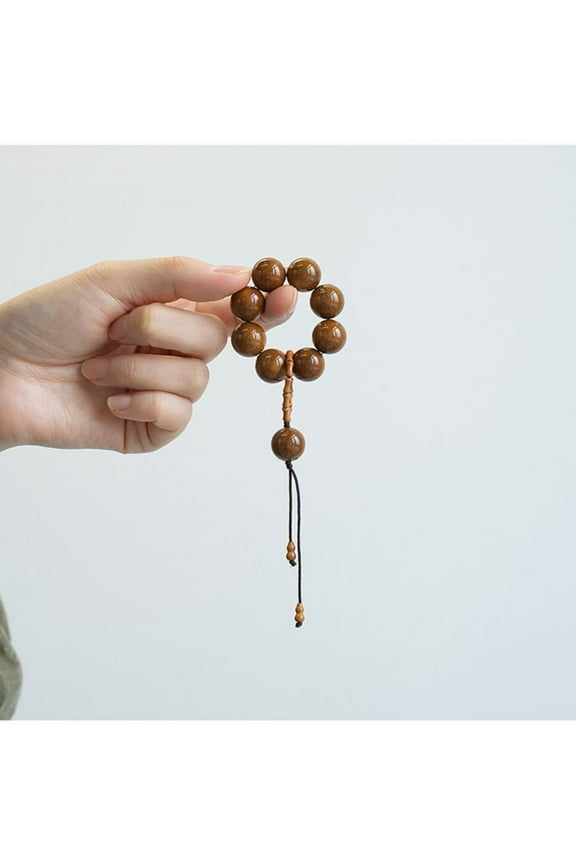 13mm Zen Meditation Olive Wood Bead Pendant Necklace Handheld Twist Cord Stress Relief