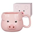 thumbnail image 1 of 13oz 3D Pig Ceramic Mug - Cute Piggy Coffee Tea Cup with Sculpted Face - Microwave Dishwasher Safe Gift for Girls Women - Pink, 1 of 11