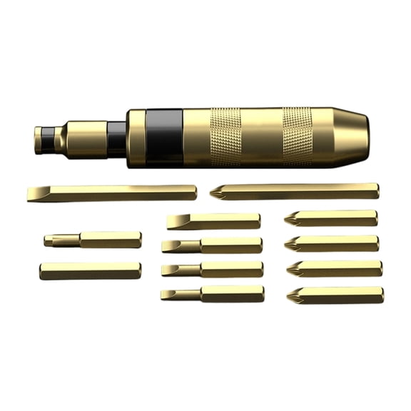 13pc Solid Impact Driver Kit With Crosses Flat Hex Bit And Reinforced Steel Construction For Mechanical Use