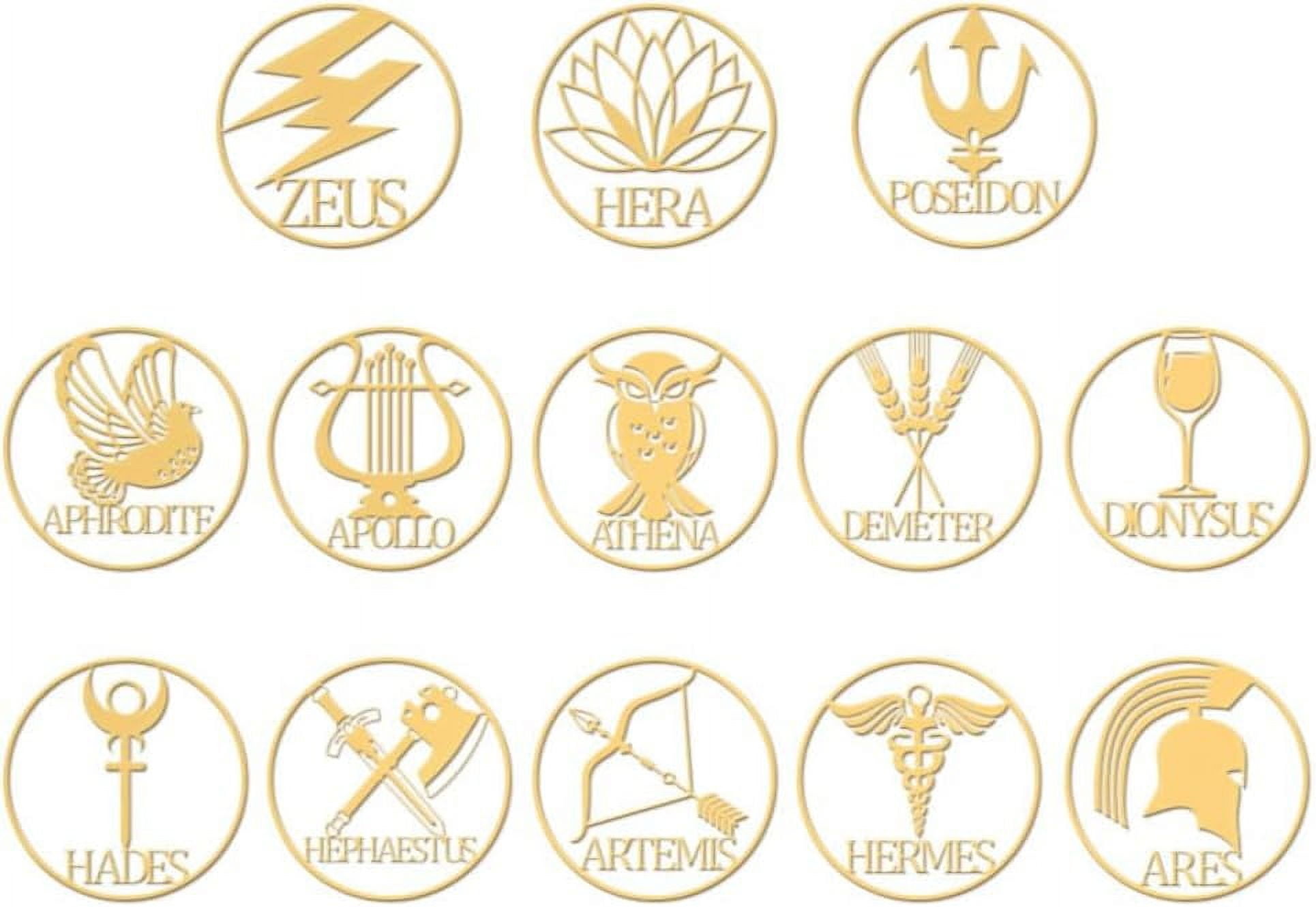 Geeks God 13pcs 1.6x1.6 Inch Greek Gods Symbol Stickers - Gold Metal Stickers for ...