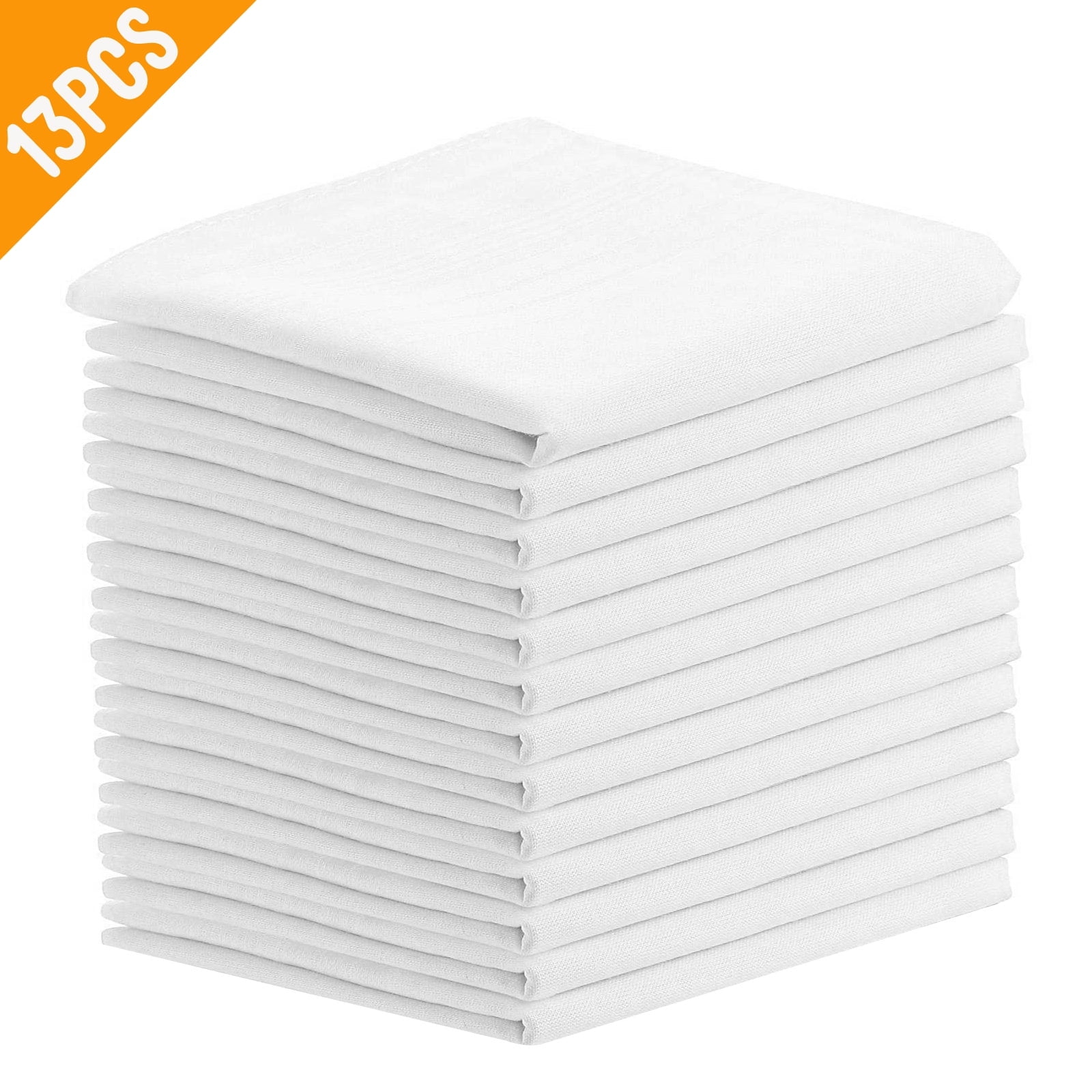 13pcs 100% Cotton White Handkerchiefs, 15''x15'' Men's Hankies, Classic Pocket Square for Business and Wedding
