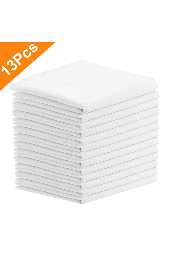 13pcs 100% Cotton White Handkerchiefs, EEEkit 15''x15'' Men's Hankies, Classic Pocket Square for Business and Wedding