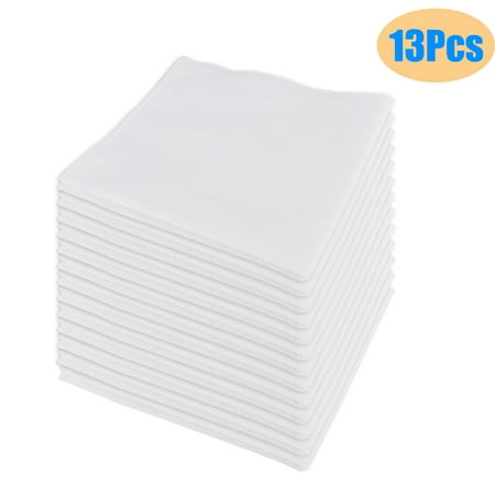 13pcs 100% Soft Cotton Handkerchiefs, EEEkit White Hankies for Men, Classic Pocket Squares, 15''x15''