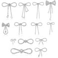 thumbnail image 1 of 13pcs 13 Styles Sparkly Rhinestone Bowknot Brooch Pin Sliver Brooch Glitter Pearl Pins Set for DIY Women Prom Daily Backpack Clothes Parties Weddings Celebration, 1 of 5