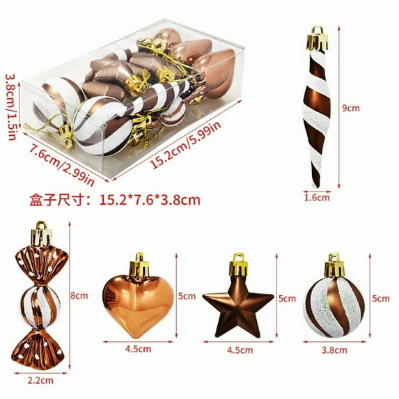 13pcs Christmas Ball Ornament Gift Box Set Small Painted Hanging Decorations for Christmas Tree and Holiday Decor Festive Decorative Pendants and Accessories for Home Party and Gift Display F