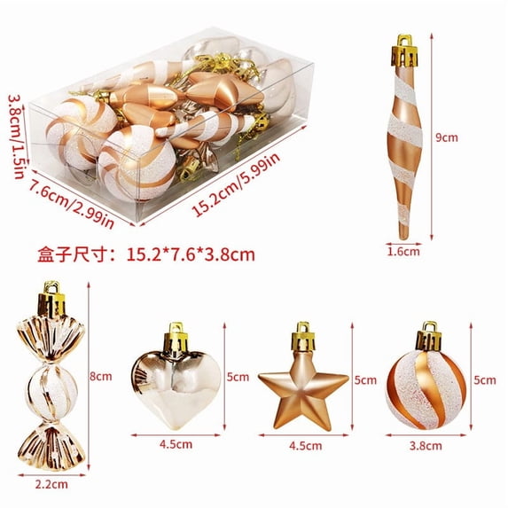 13pcs Christmas Ball Ornament Gift Box Set Small Painted Hanging Decorations for Christmas Tree and Holiday Decor Festive Decorative Pendants and Accessories for Home Party and Gift Display E