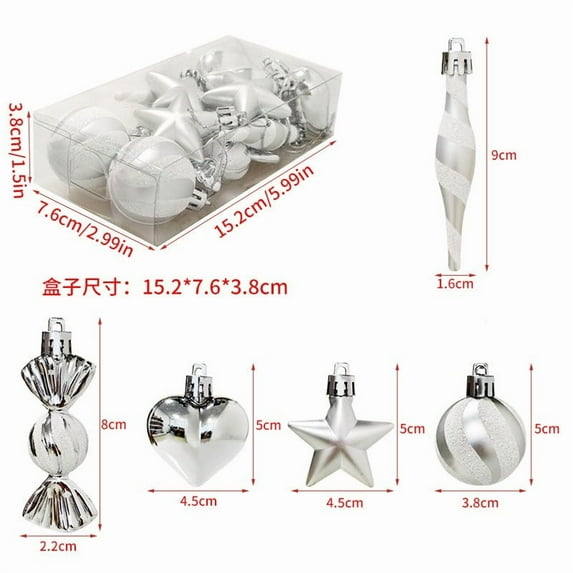 13pcs Christmas Ball Ornament Gift Box Set Small Painted Hanging Decorations for Christmas Tree and Holiday Decor Festive Decorative Pendants and Accessories for Home Party and Gift Display C