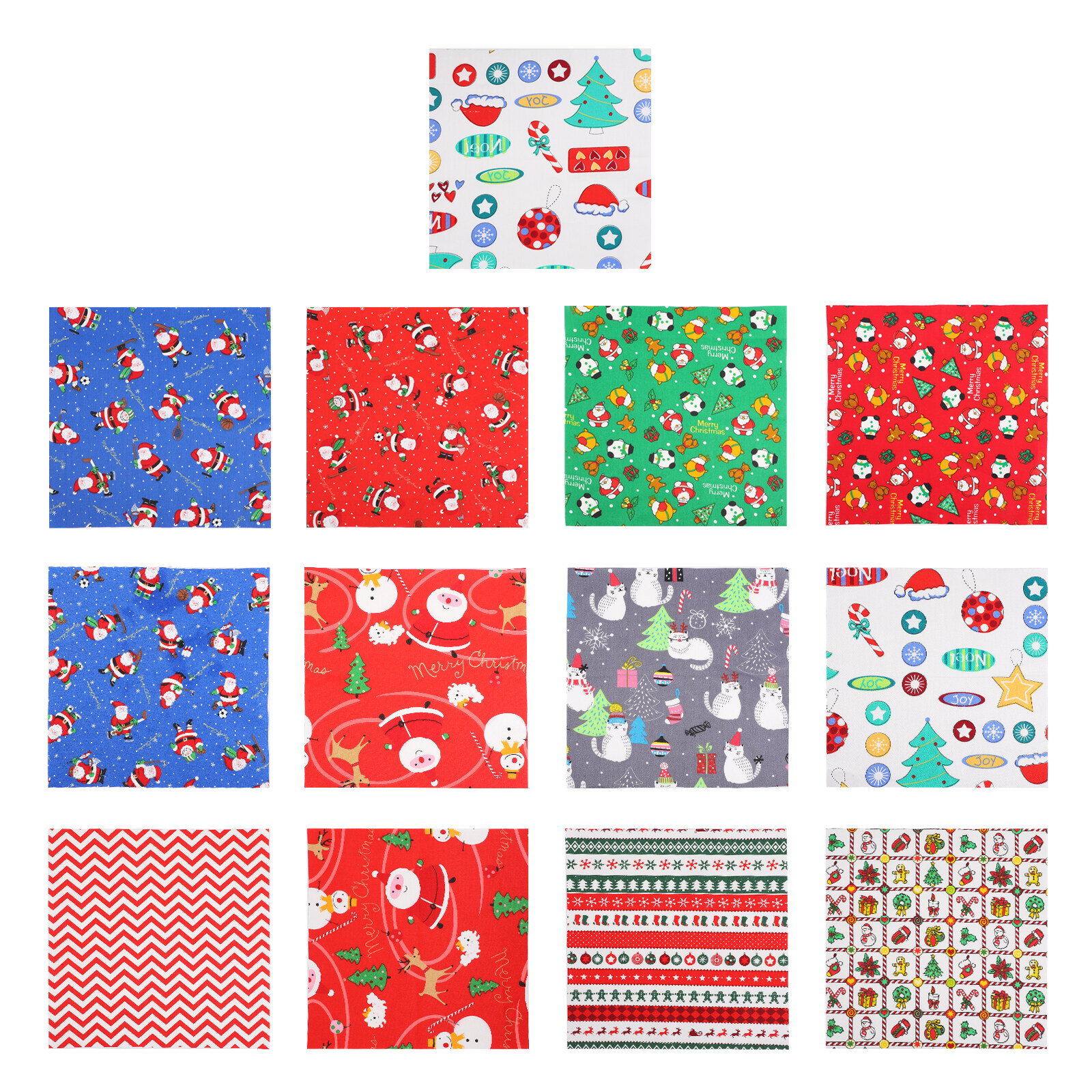 13pcs Christmas Fabric Cotton Patchwork DIY Fabric Quilting Fabric Bundles