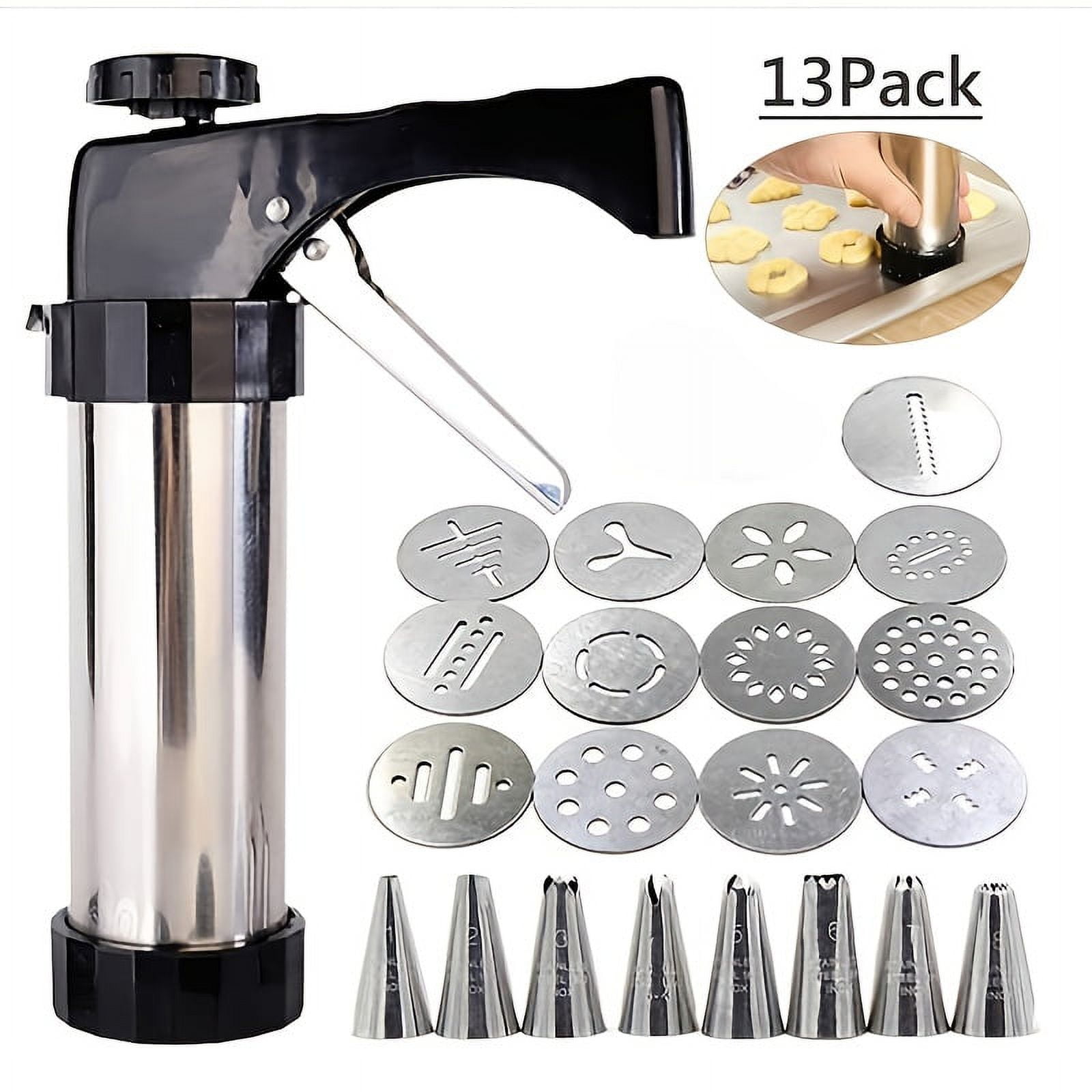 13pcs Cookie Press Household Stainless Steel Spritz Cookie Press Cookie