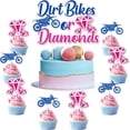 thumbnail image 1 of 13pcs Dirt Bikes & Diamonds Unisex Gender Reveal Cake Toppers (Pink, Blue) - Durable Rectangular Shaped, Diamond Subject, 1 of 6