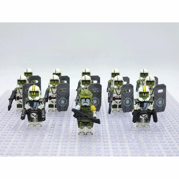 13pcs Galactic Army Troopers Minifigure Set  Elite Clone Soldiers with Shields, Collectible Sci-Fi Building Blocks for Fans and Enthusiasts