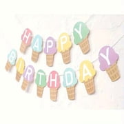 13pcs Ice Cream Birthday Party Pull Flag Banner - Perfect for Indoor & Outdoor Celebrations