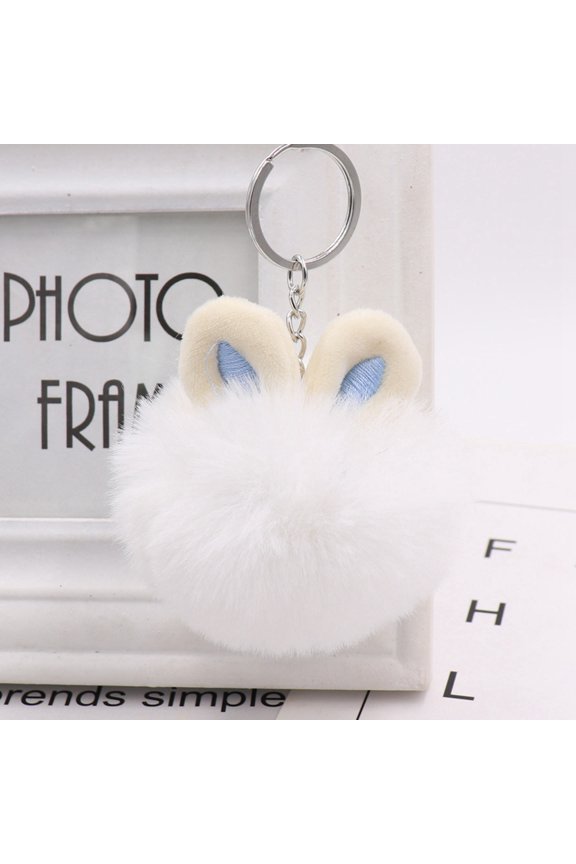 13pcs Imitation Rabbit Fur Keychain Rabbit White : 7cm