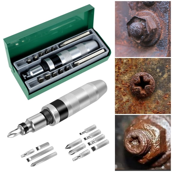 13pcs Impact Screwdriver Bit Set, Hammer Screwdriver With Detachable Head, Non-slip Adjustable Handle, Wear-resistant Hammer Impact Screwdriver