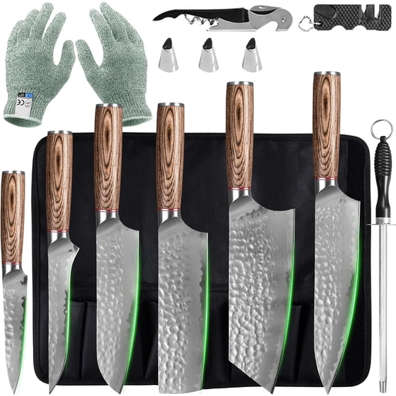 13pcs Japanese Knife Set, Premium Japan Stainless Steel Kitchen Knife with Knife roll package