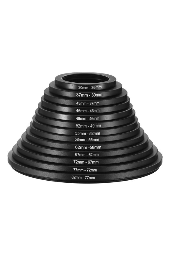 13pcs Metal Step Down Ring, Camera Lens Filter Adapter Ring Aluminum Filter Adapter Ring for Camera Lenses Hood