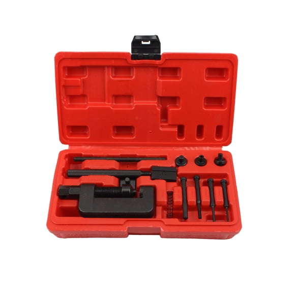 13pcs Motorcycle Chain Breaker and Riveter Tool Set Steel Bike Link Splitter Kit for Street Bikes ATV Repair Essentials with Carry Case