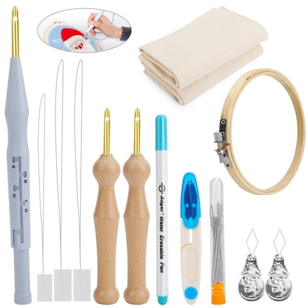 13pcs Punch Needle Tool Kit, TSV Embroidery Stitching Needle Tool for Beginner with Hoop