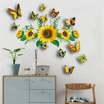 13pcs Sunflower Wall Stickers 1Sticker 12Butterflies Stickers Waterproof Sunflower Stickers for Living Room Sunflower Wall Decorations Flower Mural Stickers